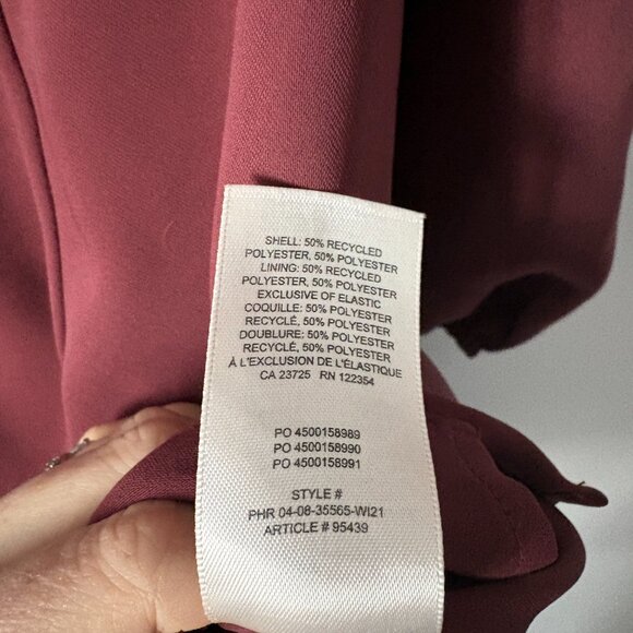 Aritzia Wilfred Novella Dress Long Sleeve Sweetheart Neck Burgundy Red Size 6 - Picture 6 of 6